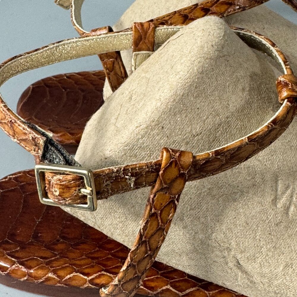 Avec Moderation Thong T-Strap Brown Python Skin S… - image 3